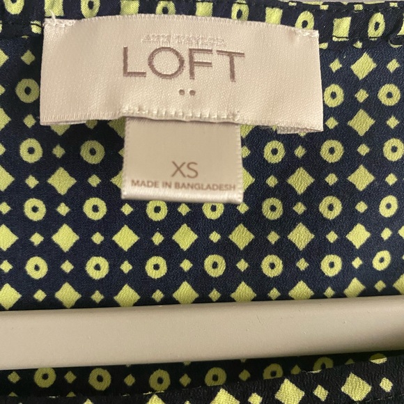 Ann Taylor Loft Women’s Blue Green Sleeveless Blouse Size XS Lime Navy Blue - Picture 3 of 5